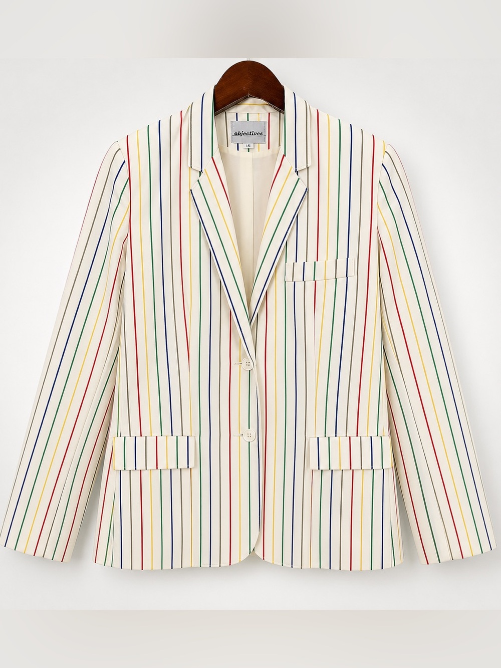 Objectives Multicolor Pinstripe Blazer Size 12 Retro Preppy Jacket